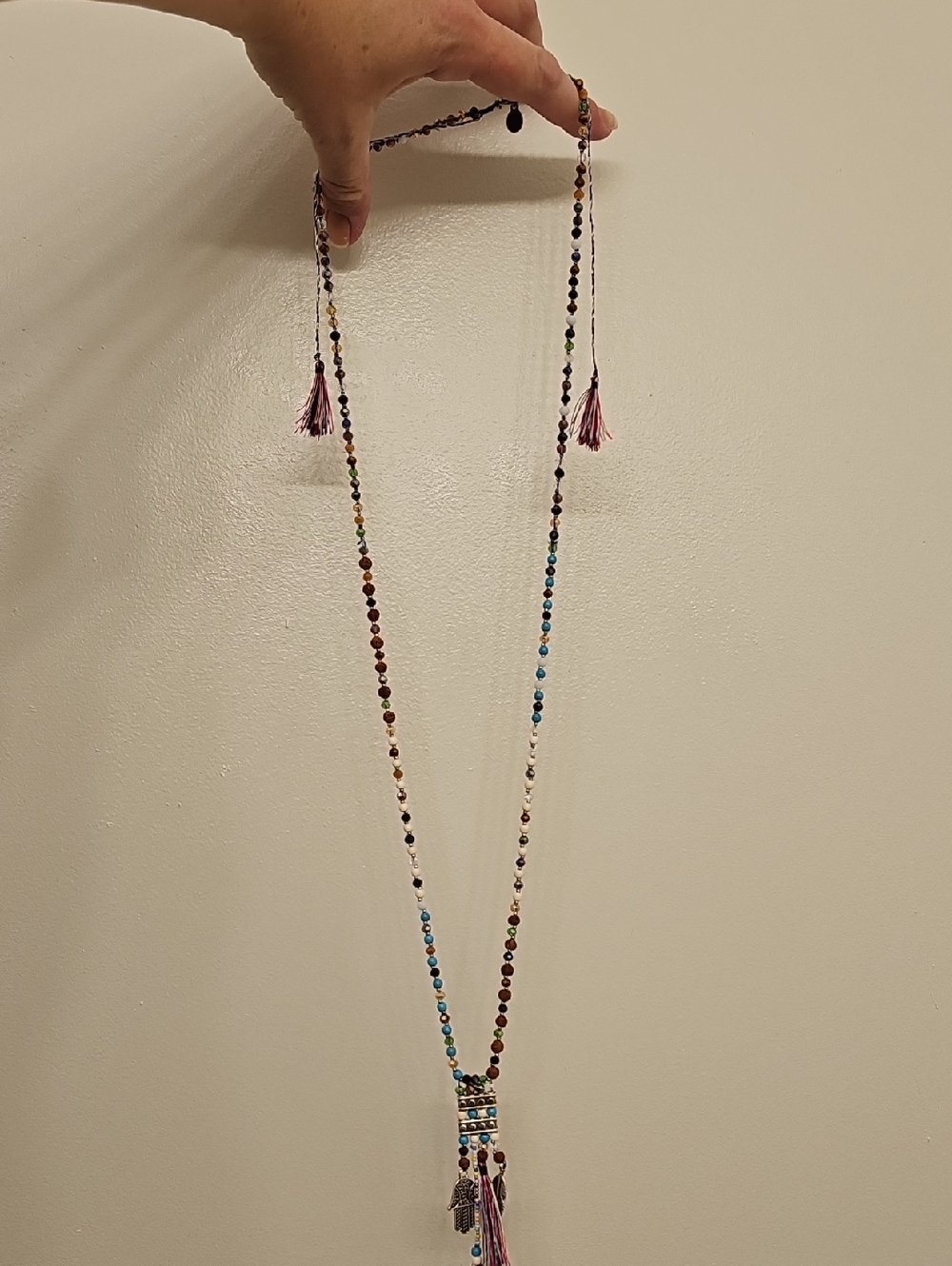 3 Bird Nest Desert Flight Adjustable Multi-Color Beaded Tassel Necklace